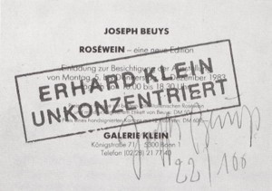 Joseph Beuys - Erhard Klein unkonzentriert (Erhard Klein Unconcentrated), 1984, invitation card, stamped
