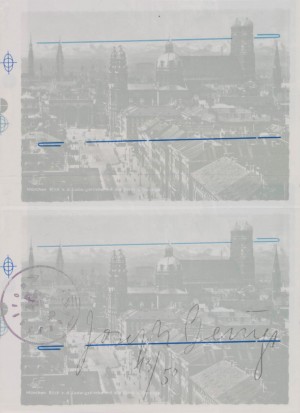 Joseph Beuys - Eurasienstab über den Alpen, 1972, proof sheet, offset on coated cardstock, stamped