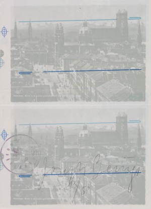 Joseph Beuys - Eurasienstab über den Alpen (Eurasia Staff over the Alps), 1972, proof sheet, offset on coated cardstock, stamped