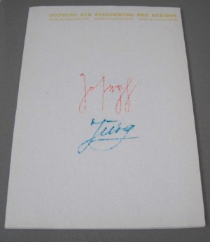 Joseph Beuys - Filzbriefe (Felt Letters), 1974, five pieces of white felt with printed letterhead and inscription by Jürg Brodmann and Joseph Beuys