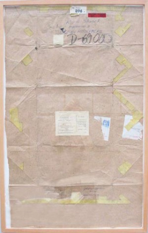 Joseph Beuys - gelbe Bilder (Yellow Pictures), 1977-85, used packing paper, with handwritten addition, stamped