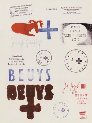 Joseph Beuys - Gespräch, 1974, drawing in watercolor, ink and stamps on page 5 of the book JOSEPH BEUYS - Zeichnungen I, 1947-1959