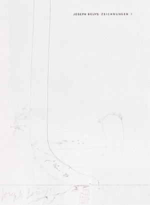 Joseph Beuys - Gespräch, 1974, drawing in watercolor, ink and stamps on page 5 of the book JOSEPH BEUYS - Zeichnungen I, 1947-1959
