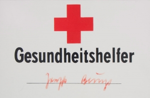 Joseph Beuys - Gesundheitshelfer (Health Helper), 1979, plastic sign with handwritten addition