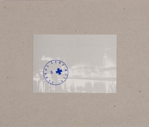 Joseph Beuys - Heidelberg FLUXUS Zone West, 1970, postcard mounted on gray cardboard