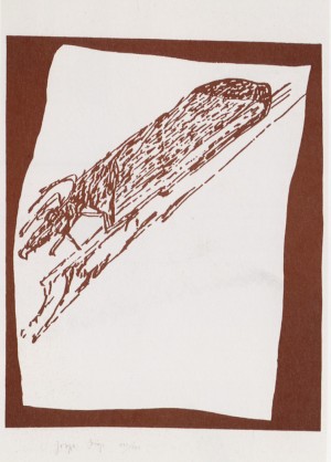 Joseph Beuys - Hirsch auf Urschlitten, 1985, silkscreen on cardstock