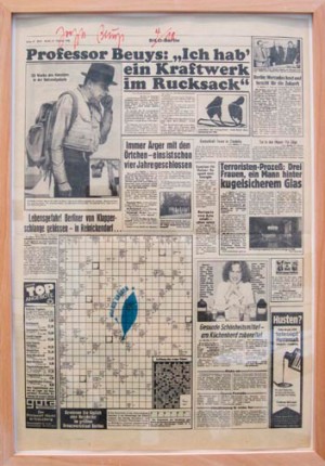 Joseph Beuys - Ich hab&#039; ein Kraftwerk im Rucksack (I Have a Power Station in my Rucksack), 1981, newspaper page, stamped