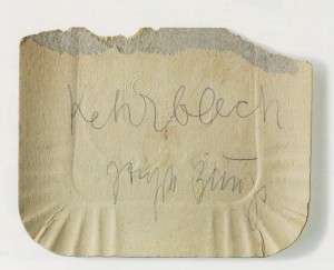 Joseph Beuys - Kehrblech, 1982, torn paper plate, inscribed