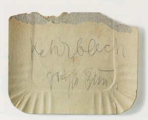 Joseph Beuys - Kehrblech (Dustpan), 1982, torn paper plate, inscribed
