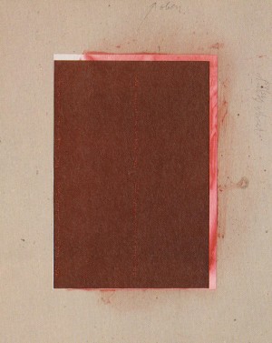Joseph Beuys - Klaus Staeck gebohnert (Klaus Staeck Polished), 1974, postcard mounted on gray cardboard; shoe polish