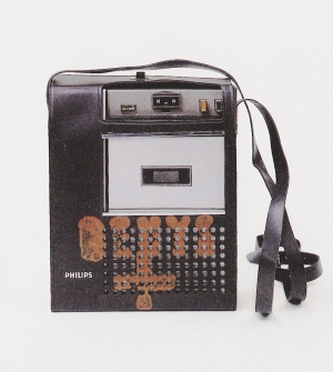 Joseph Beuys - Konzert Mönchengladbach (Mönchengladbach Concert), 1970, cassette recorder, stamped with oil paint (Browncross)
