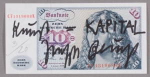 Joseph Beuys - Kunst=CAPITAL, 1979, banknote with handwritten addition