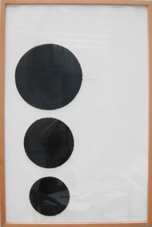 Joseph Beuys - Lampe Loch rot (Lamp/Hole/Red), 1976-79, oil paint and pencil on paper