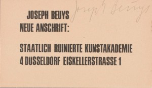 Joseph Beuys - Neue Anschrift (New Address), 1973, letterpress on cardboard