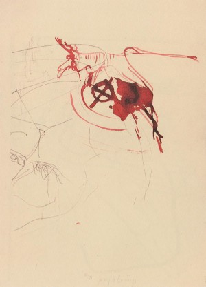 Joseph Beuys - ohne Titel, aus dem Portfolio Spur I, 1974, lithograph on grayish-green Zerkall paper