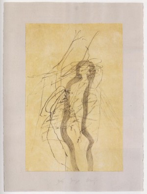 Joseph Beuys - Suite Schwurhand: Blitz und Bienenkönigin (Suite Oath Hand: Lightning and Queen Bee), 1980, aquatint and lithograph on paper laid down on gray Rives wove