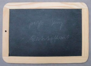Joseph Beuys - Wirtschaftswert Schultafel (Economic Value Blackboard), 1982, school blackboard, inscribed