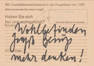 Joseph Beuys - Wohlbefinden (Well-Being), 1982, customer survey card, with handwritten text