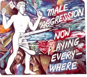 Jonathan Borofsky - Male Aggression Now Playing Everywhere at 2,968,937, 1986, acrylic on canvas