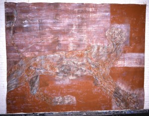 Leon Golub - Wounded Sphinx, 1988, acrylic on linen