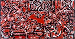 Keith Haring \"red room\" Authorized 額付属 Keith Haring 
