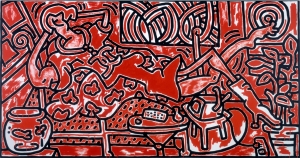 Keith Haring - Red Room, 1988, acrylic on canvas