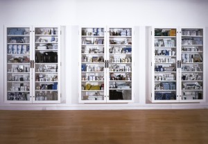 Damien Hirst - No Arts; No Letters; No Society., 2006, glass, Formica, MDF aluminum, steel, metal supports, surgical equipement, broken mirror, rosary beads, anatomical skulls, duct tape and pharmaceutical packaging
