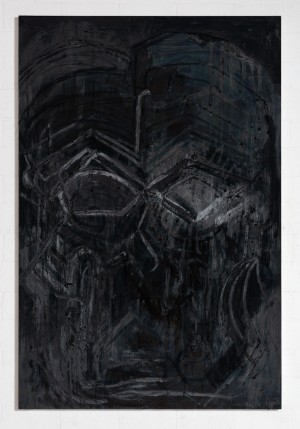 Thomas Houseago - Untitled (Black Painting 12), 2015-2016, charcoal, chalk and oil paint on canvas mounted on board