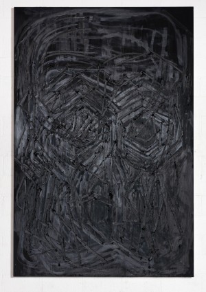 Thomas Houseago - Untitled (Black Painting 6), 2015-2016, charcoal, chalk and oil paint on canvas mounted on board