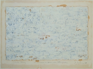 Jasper Johns - White Flag, 1960, oil and newspaper collage over lithograph