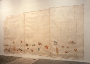 Toba Khedoori - Untitled, 1993, oil and wax on paper in three parts