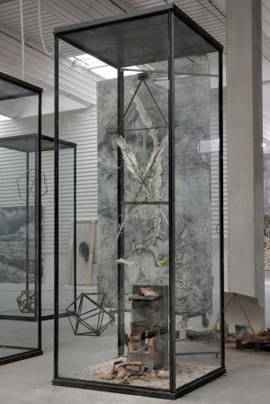 Anselm Kiefer - Athanor, 2011, mixed media in inscribed glass and steel vitrine