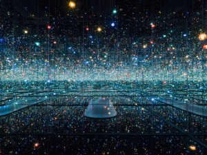 Yayoi Kusama - Infinity Mirrored Room-The Souls of Millions of Light Years Away, 2013, wood, metal, glass mirrors, plastic, acrylic panel, rubber, LED lighting system, acrylic balls, and water