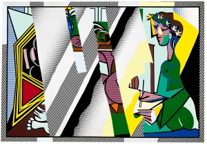 Roy Lichtenstein - Reflections on &quot;Interior with Girl Drawing&quot;, 1990, oil and Magna on canvas