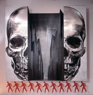 Robert Longo - Walk, 1986, lead, wood, oil and plastic paint on aluminum; plexiglass