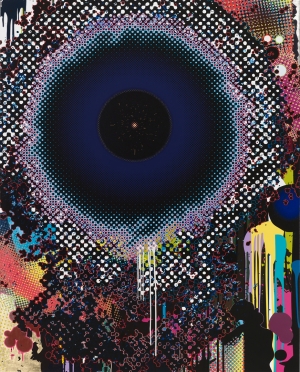 Takashi Murakami - Warp, 2009, acrylic, platinum leaf, and gold leaf on canvas mounted on aluminum frame