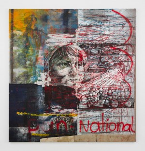 Oscar Murillo - tamawuj, 2017-2018, oil, oil stick, and graphite on canvas and linen