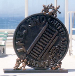 Tom Otterness - Big Big Penny, 1993, bronze