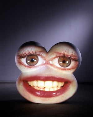 Tony Oursler - Go Boom, 2003, fiberglass sculpture, Sony VPL CS5 projector, DVD, DVD player