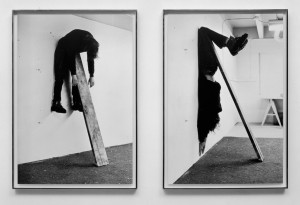 Charles Ray - Plank Piece I-II, 1973, two black and white photographs mounted on rag board