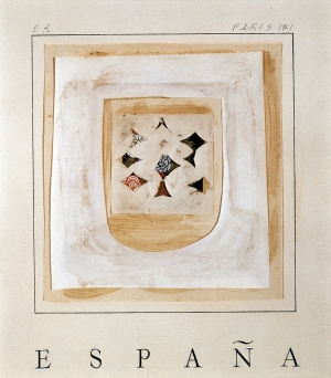 Ed Ruscha - ESPANA GRANDE, 1961, ink, oil, and collage on paper
