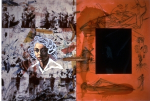 David Salle - Dusting Powders, 1986, acrylic and oil on two canvas panels with wooden chair