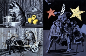David Salle - Lemons and Stars, 1997, acrylic, oil and photo-sensitized linen on two canvas panels