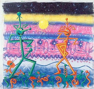 Kenny Scharf - Sexadansa, 1983, oil and spray paint on canvas