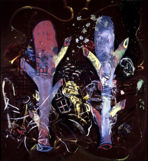 Julian Schnabel - Bob and Joe, 1984, oil and modeling paste on velvet