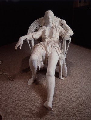 George Segal - Girl in White Wicker Chair, 1980, plaster and wicker