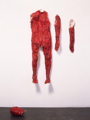 Kiki Smith - Untitled (Red Man), 1991, ink on Gampi paper in four parts