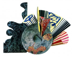 Frank Stella - Decanter (S-9, 3x - 2d version), 1987, mixed media on etched magnesium and aluminum
