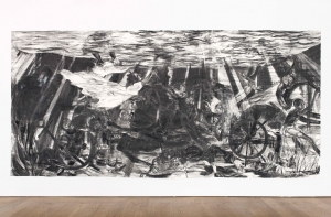 Kara Walker - The Palmetto Libretto (part two of a multi part work. This one&#039;s a sketch for an American comic opera with shipwreck and cargo), 2012, pastel and graphite on paper