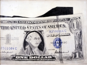 Andy Warhol - One-Dollar Bill, 1962, pencil, crayon and gouache on paper